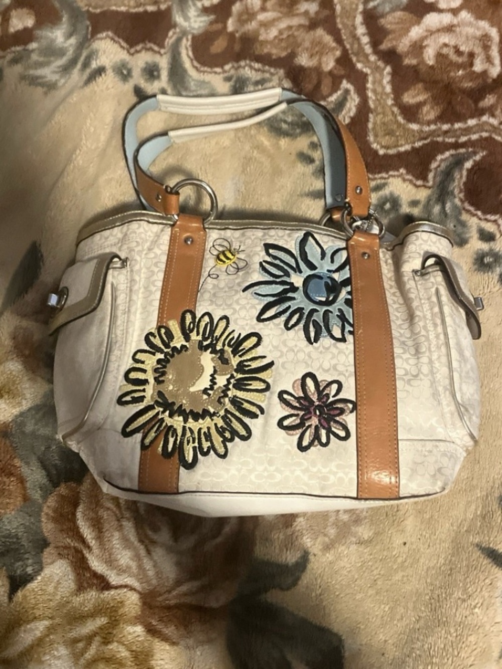 Rare Vintage Coach Y2K "Bee & Floral" Appliqué Tote